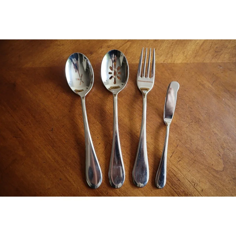 Lot Of 4 Oneida ICARUS Stainless Glossy Serving Utensil Spoons Made in Vietnam
